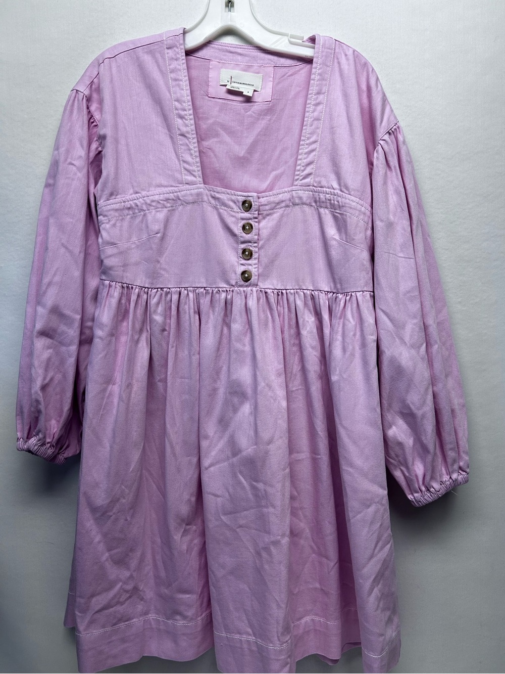 Anthropologie pink women’s Babydoll Dress with Button Front small